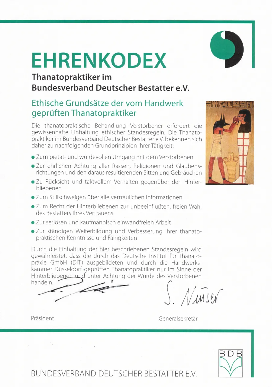 Ehrenkodex der Thanatopraktiker